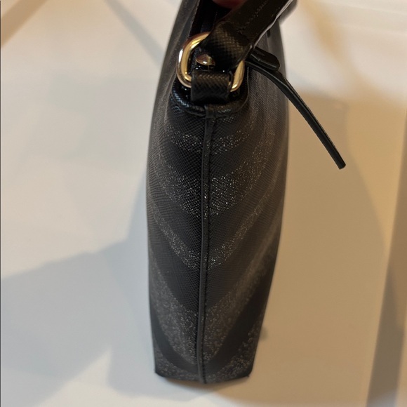 Kate Spade Black Glitter Stripe Crossbody Bag Slim Shoulder bag Zip Top - Picture 6 of 8